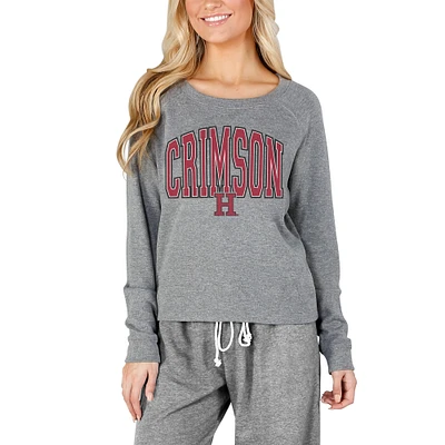 Women's Concepts Sport Gray Harvard Crimson Mainstream Terry Long Sleeve Top