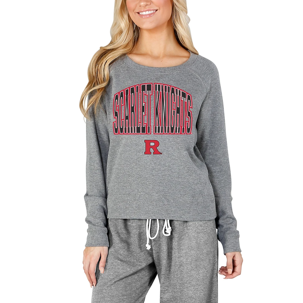 Women's Concepts Sport Gray Rutgers Scarlet Knights Mainstream Terry Long Sleeve Top