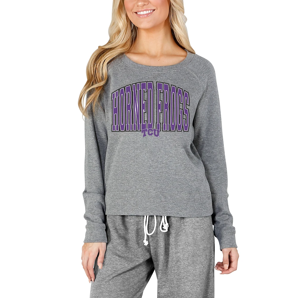Women's Concepts Sport Gray TCU Horned Frogs Mainstream Terry Long Sleeve Top