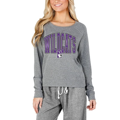 Women's Concepts Sport Gray Northwestern Wildcats Mainstream Terry Long Sleeve Top