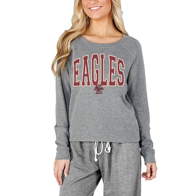 Women's Concepts Sport Gray Boston College Eagles Mainstream Terry Long Sleeve Top