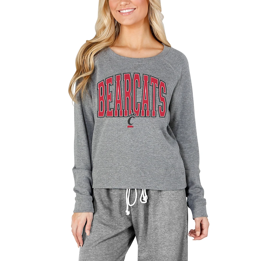 Women's Concepts Sport Gray Cincinnati Bearcats Mainstream Terry Long Sleeve Top