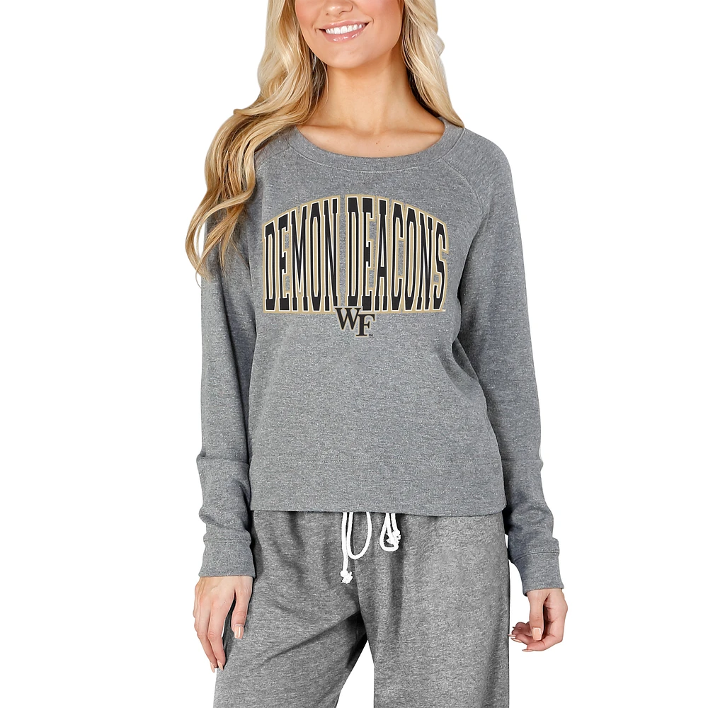 Women's Concepts Sport Gray Wake Forest Demon Deacons WF Mainstream Terry Long Sleeve Top