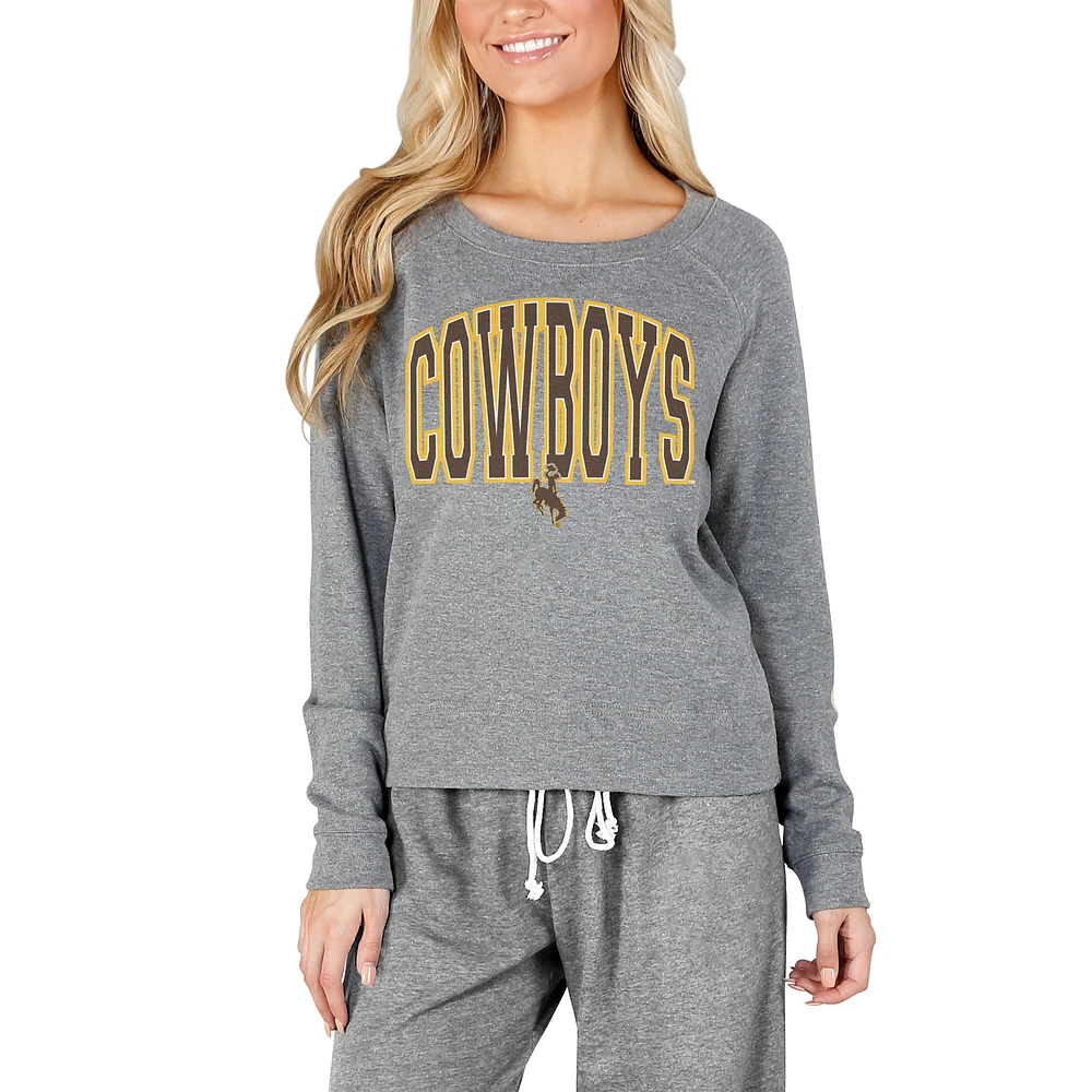 Women's Concepts Sport Gray Wyoming Cowboys Mainstream Terry Long Sleeve Top