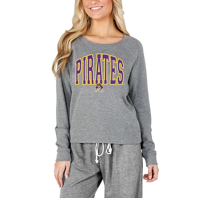 Women's Concepts Sport Gray ECU Pirates Mainstream Terry Long Sleeve Top