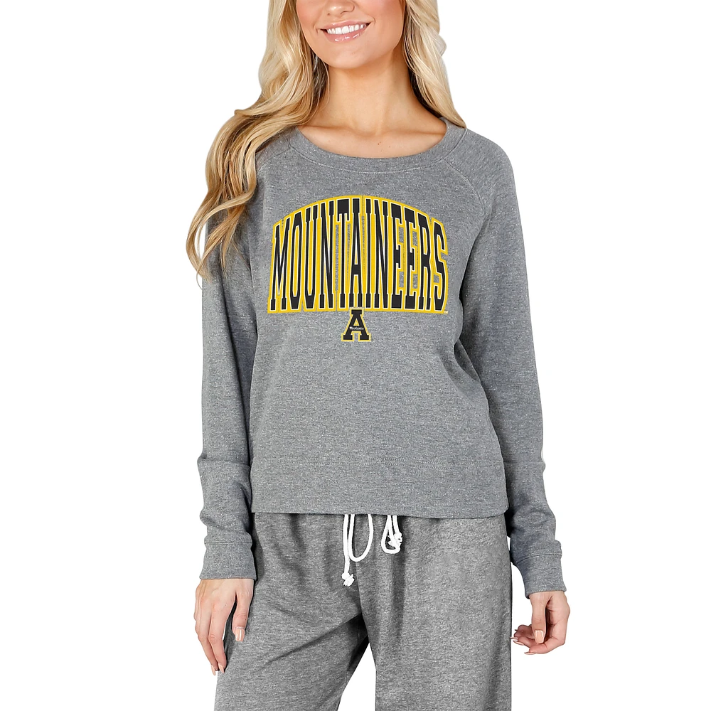 Women's Concepts Sport Gray Appalachian State Mountaineers Mainstream Terry Long Sleeve Top