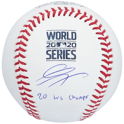 Gavin Lux Los Angeles Dodgers Autographed 2020 MLB World Series Champions World Series Logo Baseball with "2020 WS Champs" Inscription