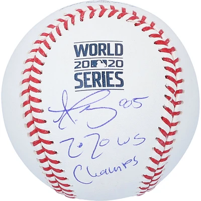 Dustin May Los Angeles Dodgers Autographed 2020 MLB World Series Champions World Series Logo Baseball with "2020 WS Champs" Inscription