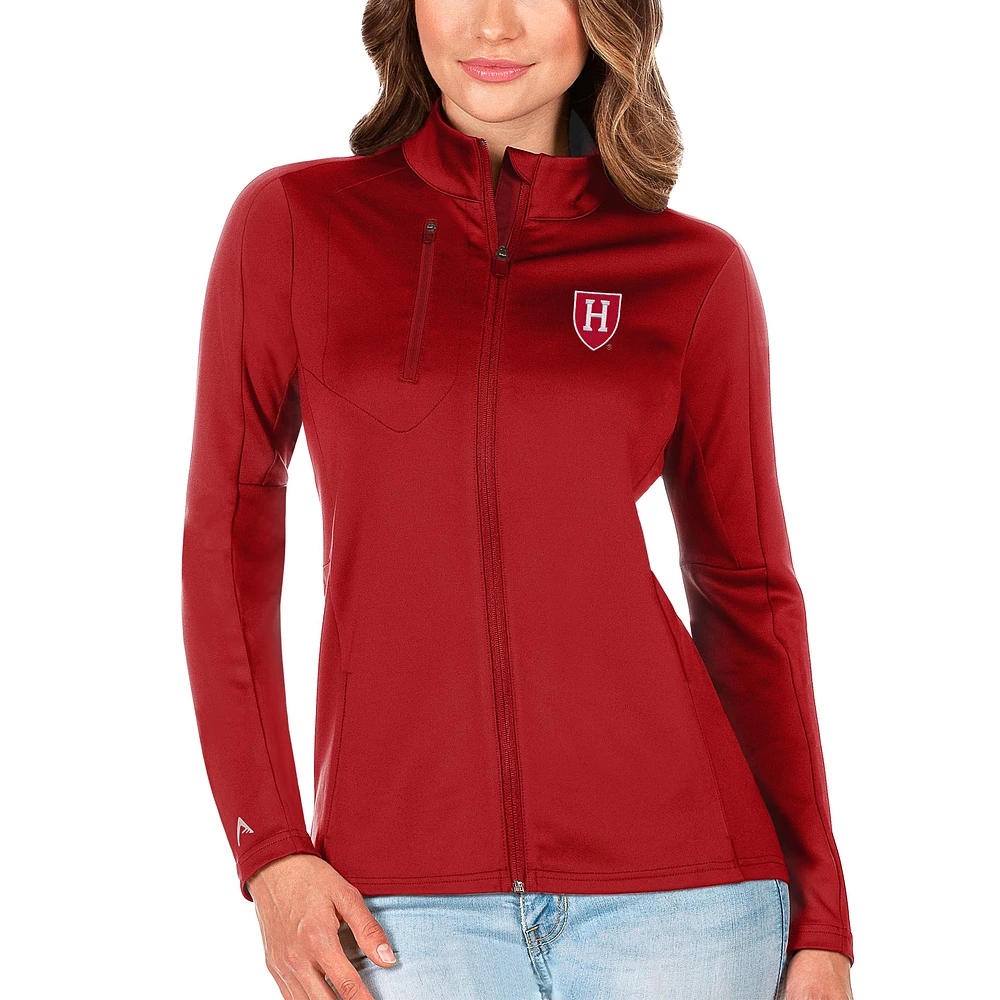 Women's Antigua Crimson Harvard Generation Full-Zip Jacket