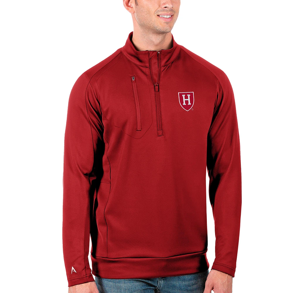 Men's Antigua Crimson Harvard Generation Quarter-Zip Pullover Jacket