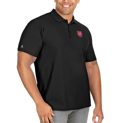 Men's Antigua Black Harvard Crimson Big & Tall Legacy Pique Polo
