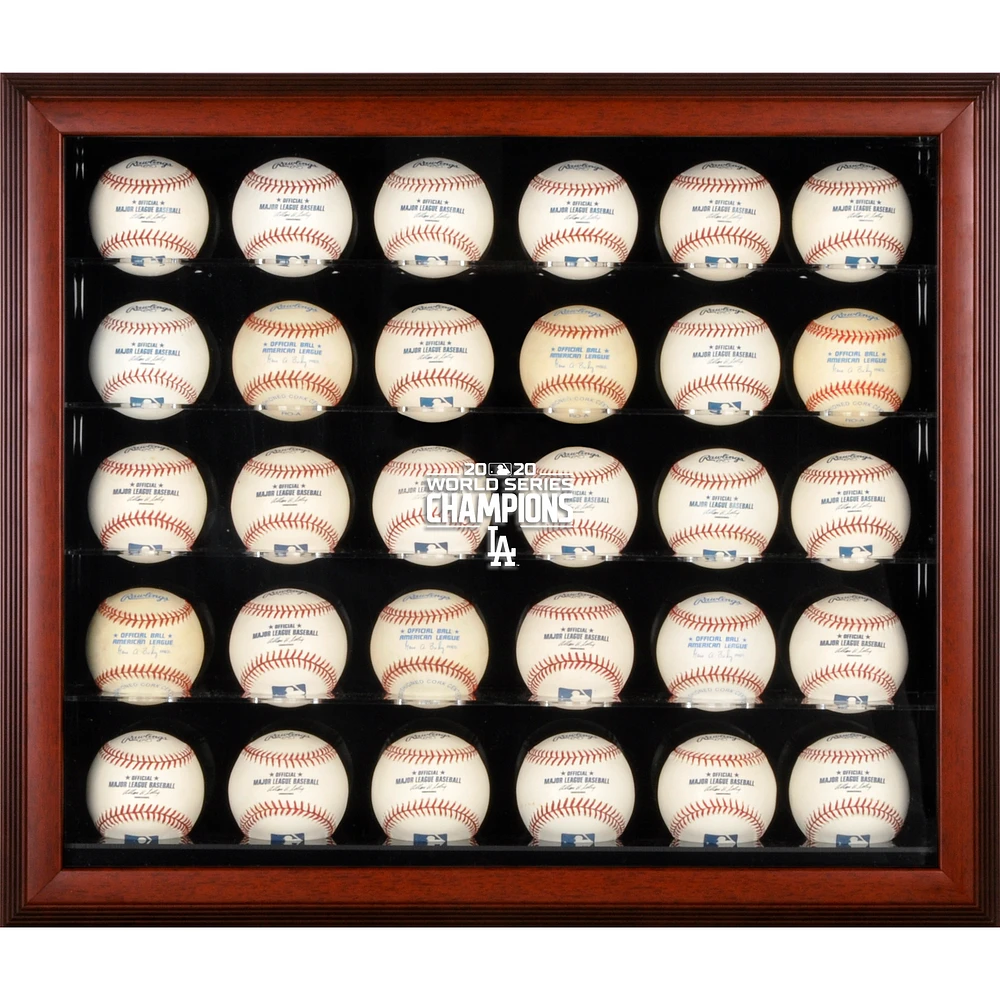 Los Angeles Dodgers Mahogany Framed 2020 MLB World Series Champions Logo 30-Baseball Display Case