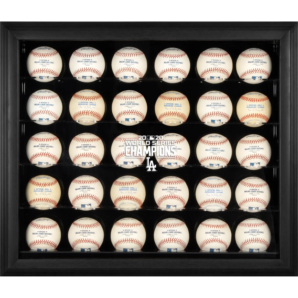 Los Angeles Dodgers Black Framed 2020 MLB World Series Champions Logo 30-Baseball Display Case
