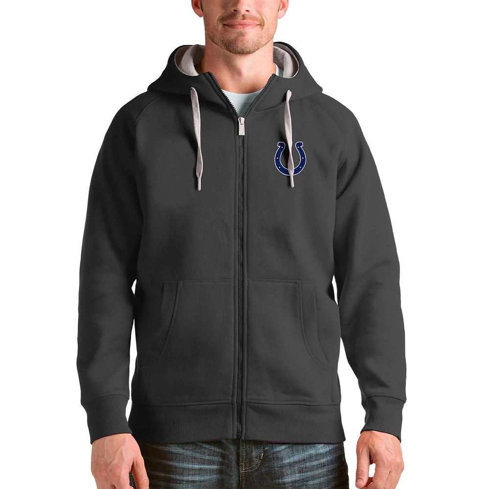 Men's Antigua Charcoal Indianapolis Colts Victory Full-Zip Hoodie