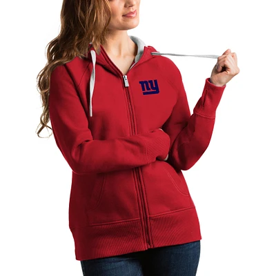 Women's Antigua Red New York Giants Victory Full-Zip Hoodie