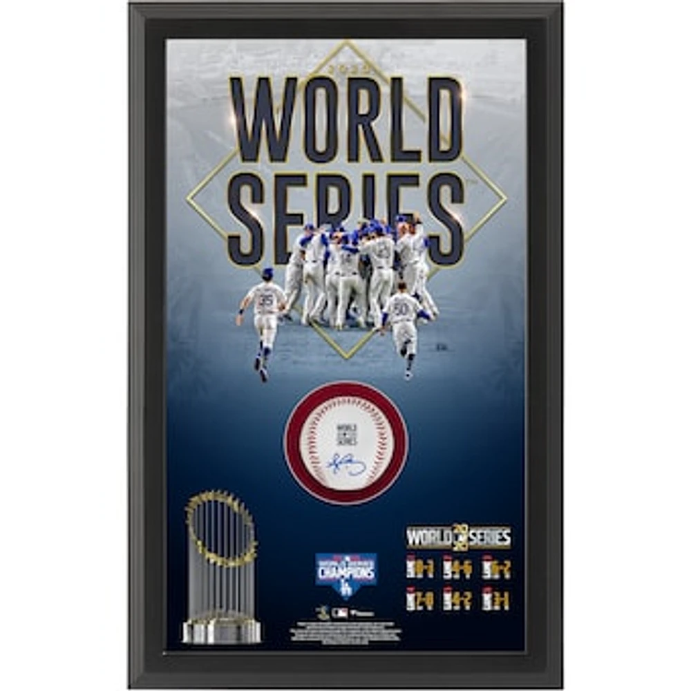 Dustin May Los Angeles Dodgers Framed Autographed 2020 World Series Baseball Shadowbox