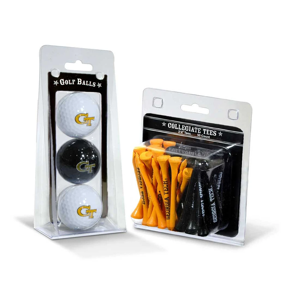 Georgia Tech Yellow Jackets 3-Golf Ball & 50-Golf Tee Set