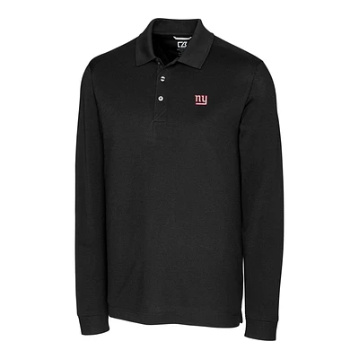 Men's Cutter & Buck Black New York Giants Advantage Long Sleeve Polo