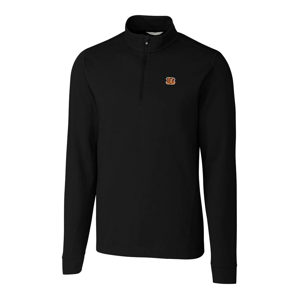 Men's Cutter & Buck Black Cincinnati Bengals Advantage Quarter-Zip Pullover Jacket