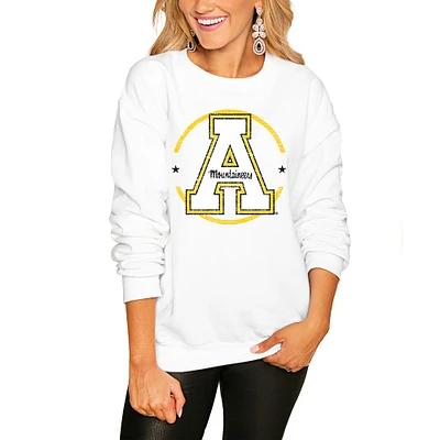 Women's White Appalachian State Mountaineers End Zone Pullover Sweatshirt