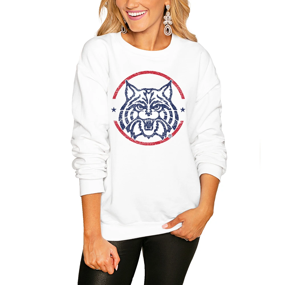 Women's White Arizona Wildcats End Zone Pullover Sweatshirt