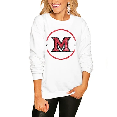 Women's White Miami University RedHawks End Zone Pullover Sweatshirt