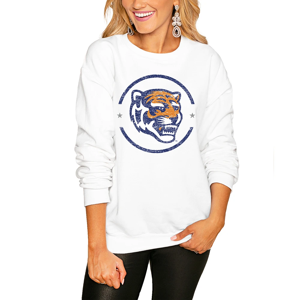 Women's White Memphis Tigers End Zone Pullover Sweatshirt