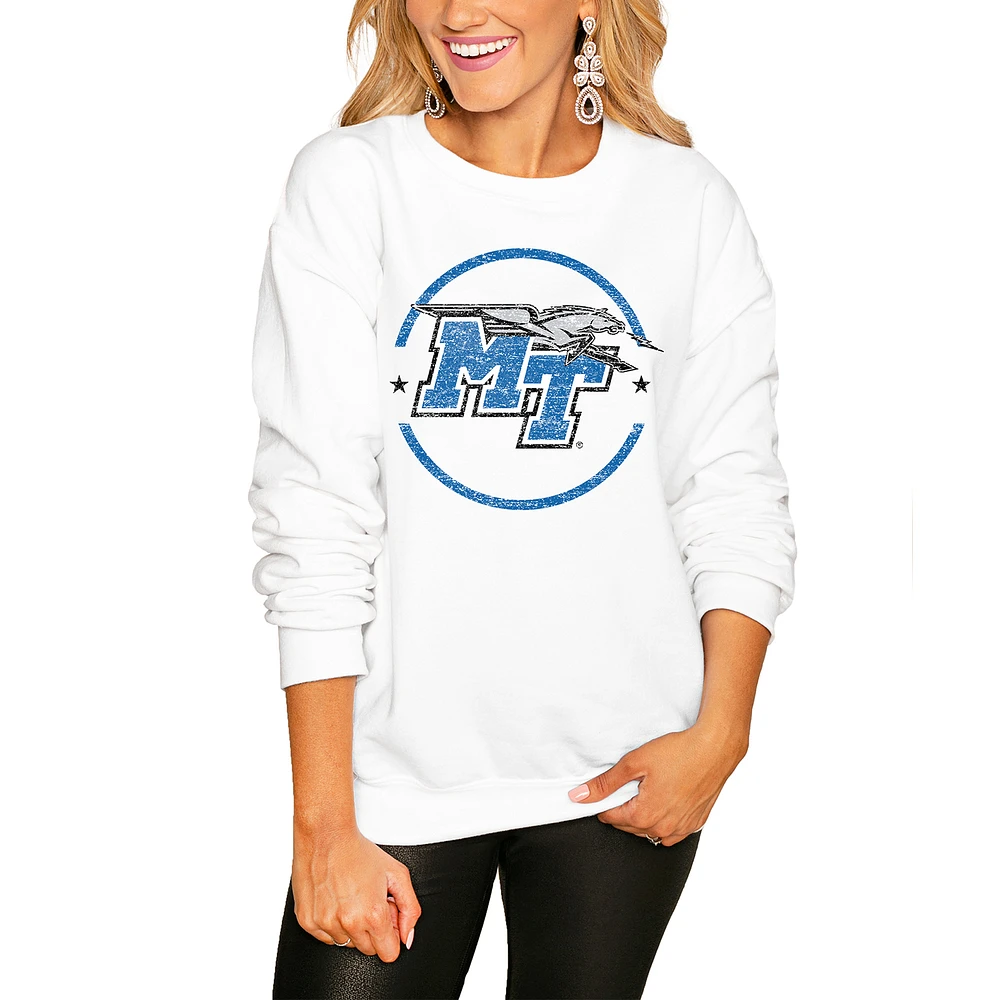 Women's White MTSU Blue Raiders End Zone Pullover Sweatshirt