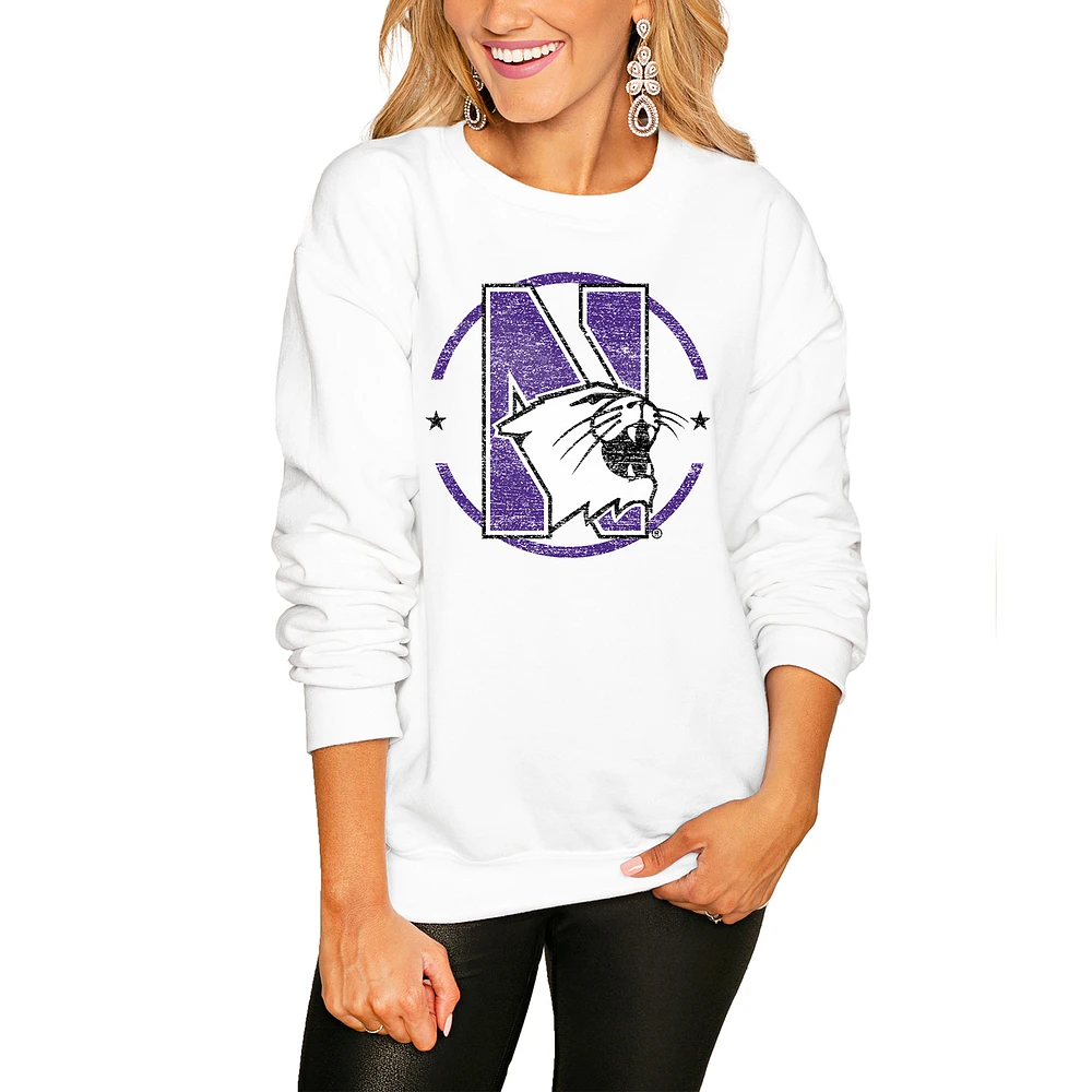 Women's White Northwestern Wildcats End Zone Pullover Sweatshirt