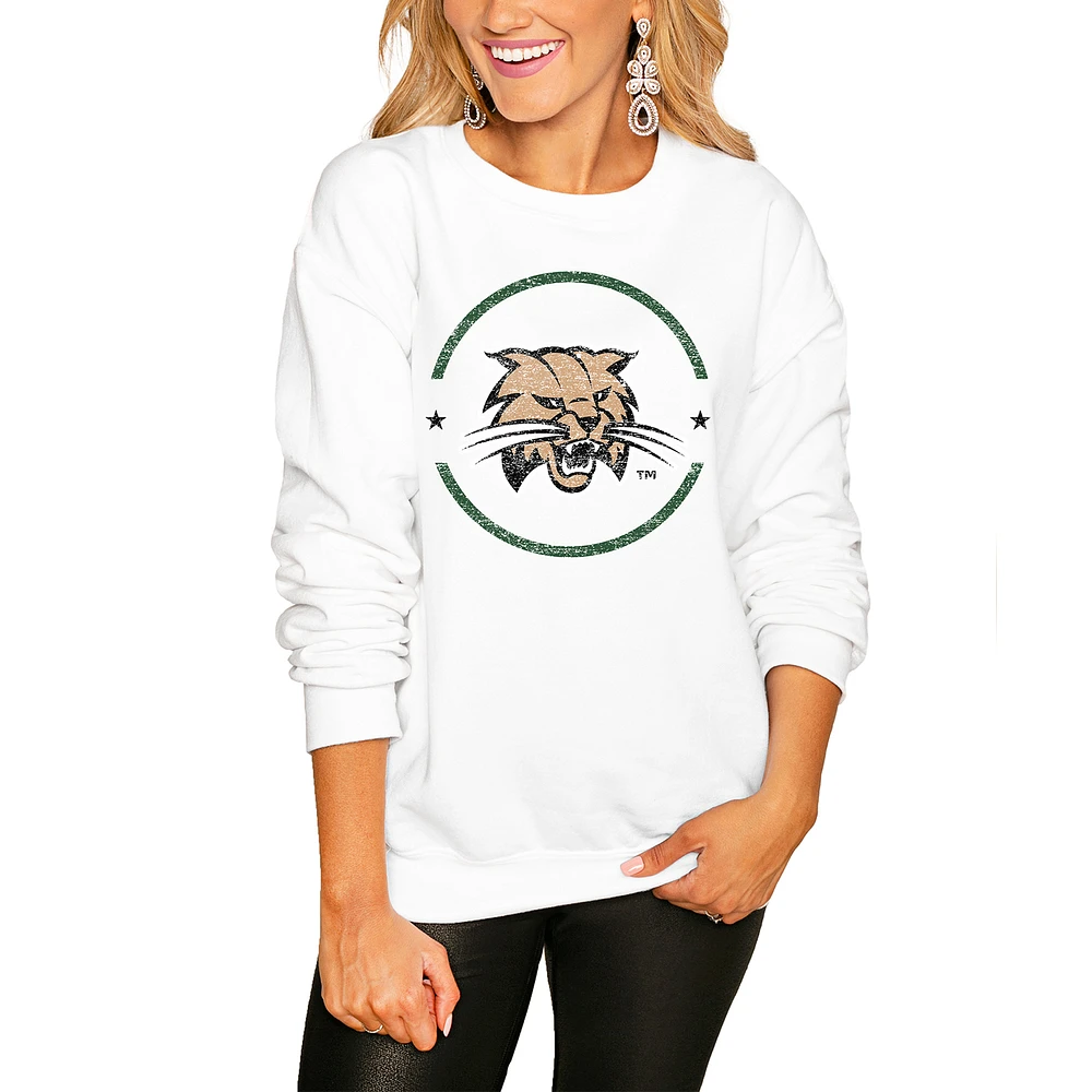 Women's White Ohio Bobcats End Zone Pullover Sweatshirt