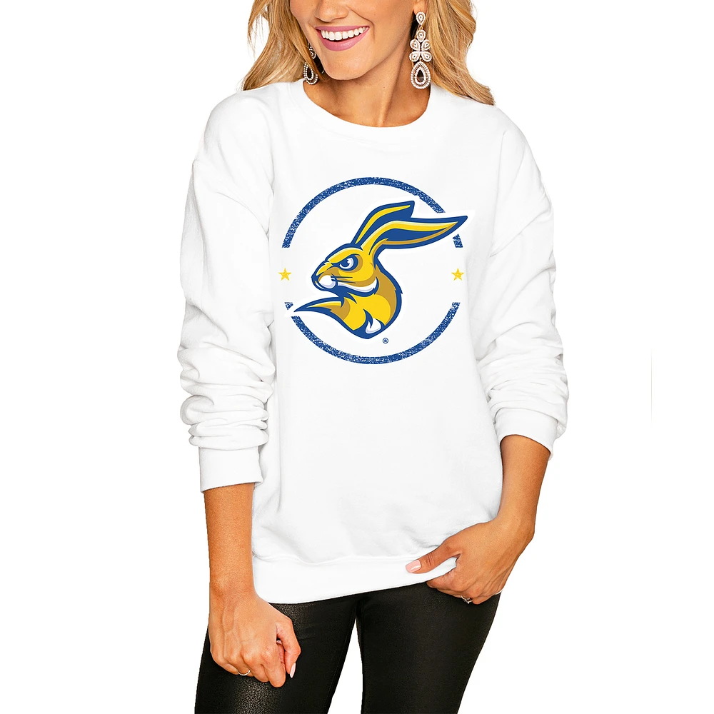Women's White South Dakota State Jackrabbits End Zone Pullover Sweatshirt