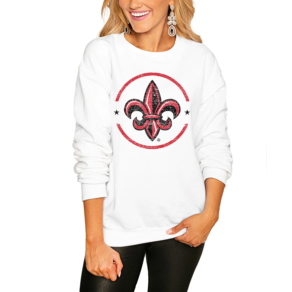 Women's White Louisiana Ragin' Cajuns End Zone Pullover Sweatshirt