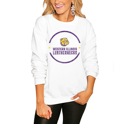Women's White Western Illinois Leathernecks End Zone Pullover Sweatshirt