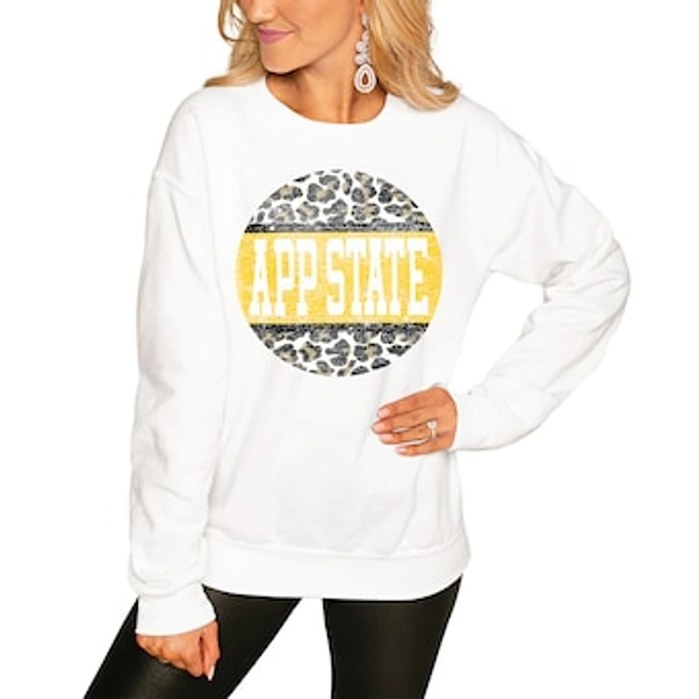 Women's White Appalachian State Mountaineers Scoop & Score Pullover Sweatshirt