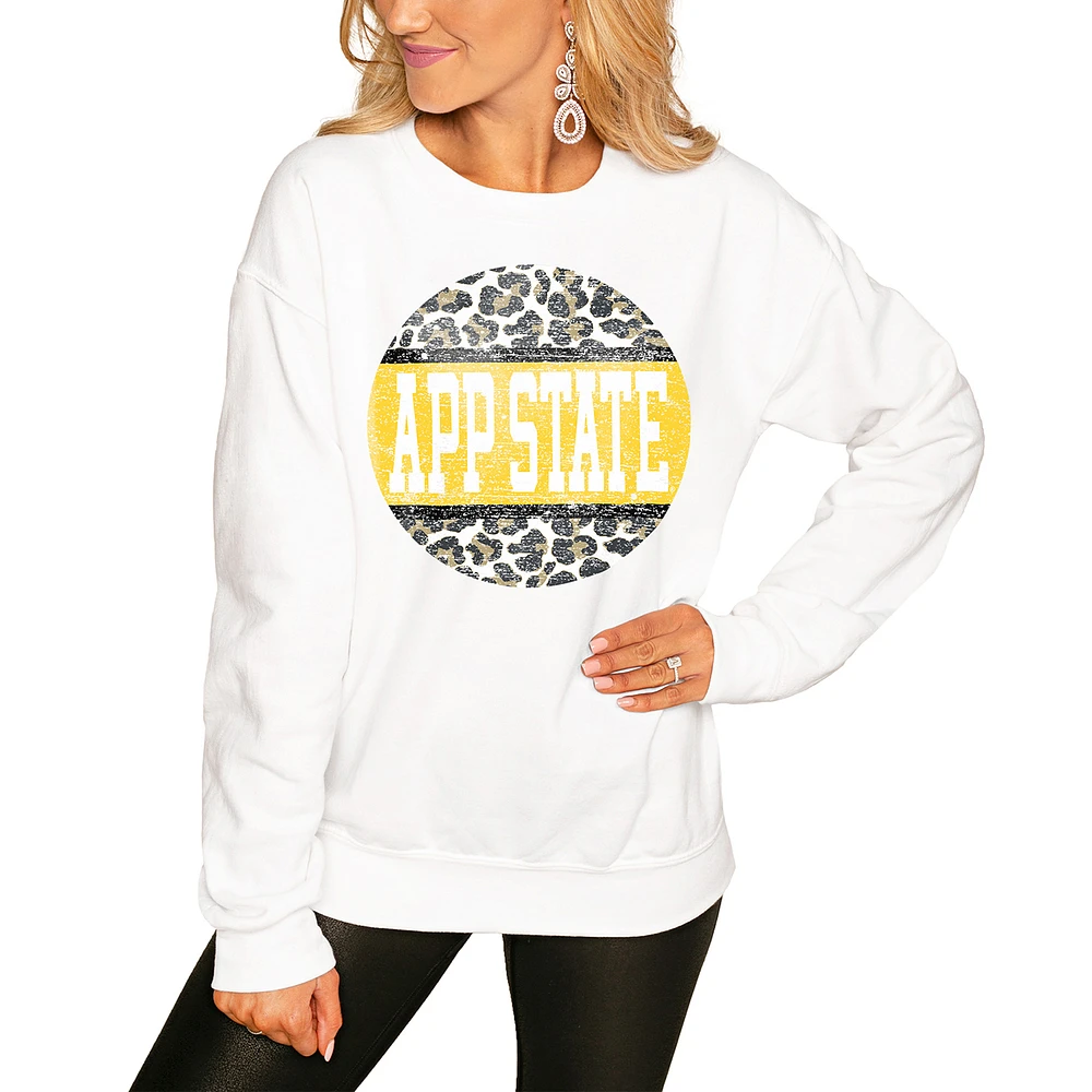 Women's White Appalachian State Mountaineers Scoop & Score Pullover Sweatshirt