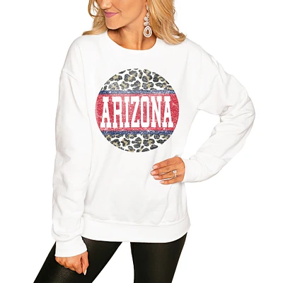 Women's White Arizona Wildcats Scoop & Score Pullover Sweatshirt