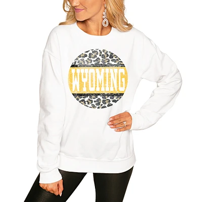Women's White Wyoming Cowboys Scoop & Score Pullover Sweatshirt