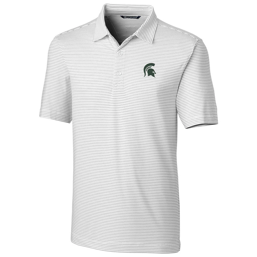 Men's Cutter & Buck White Michigan State Spartans Big & Tall Forge Pencil Stripe Logo Polo