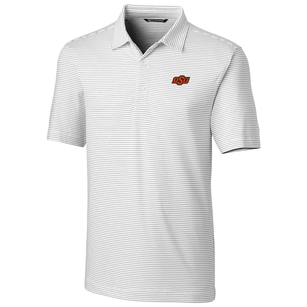 Men's Cutter & Buck White Oklahoma State Cowboys Big Tall Forge Pencil Stripe Logo Polo