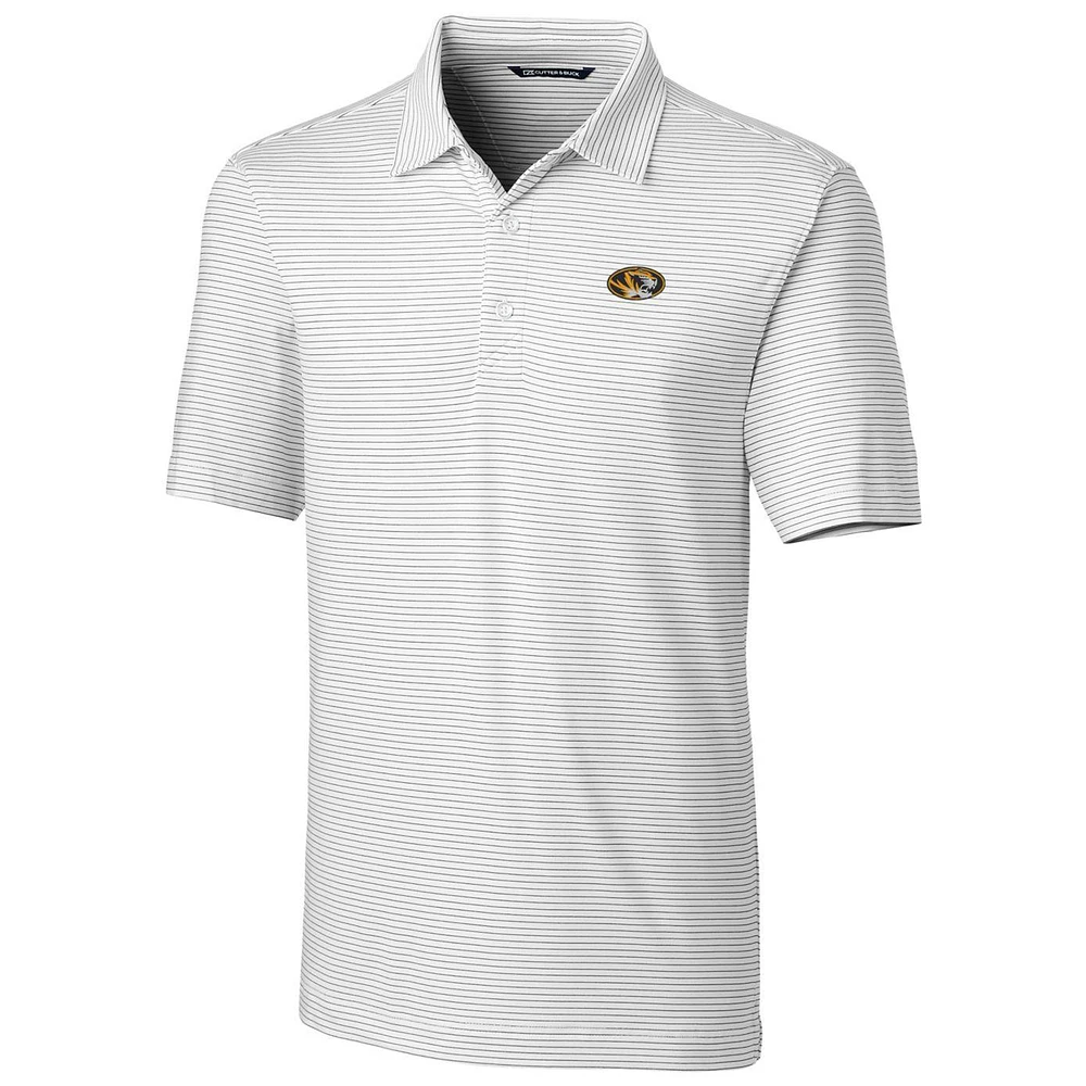 Men's Cutter & Buck White Missouri Tigers Big & Tall Forge Pencil Stripe Logo Polo
