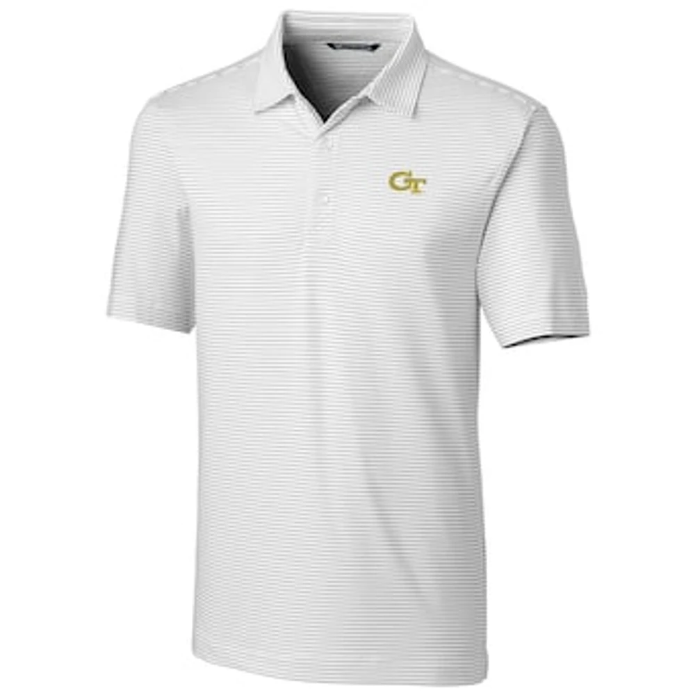 Men's Cutter & Buck White Georgia Tech Yellow Jackets Big & Tall Forge Pencil Stripe Logo Polo