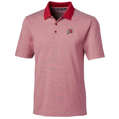Men's Cutter & Buck Red Utah Utes Big Tall Forge Tonal Stripe Polo