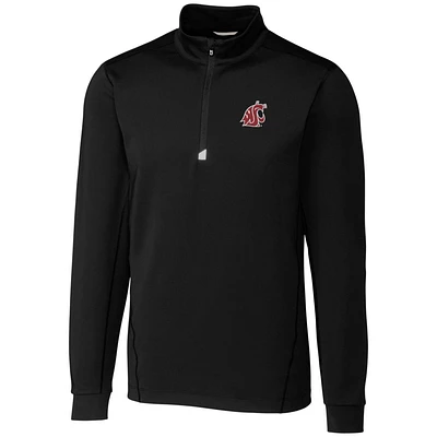 Men's Cutter & Buck Black Washington State Cougars Big & Tall Traverse Half-Zip Jacket