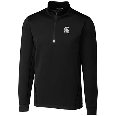 Men's Cutter & Buck Black Michigan State Spartans Big & Tall Traverse Half-Zip Jacket