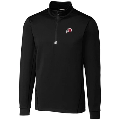 Men's Cutter & Buck Black Utah Utes Big Tall Traverse Half-Zip Jacket