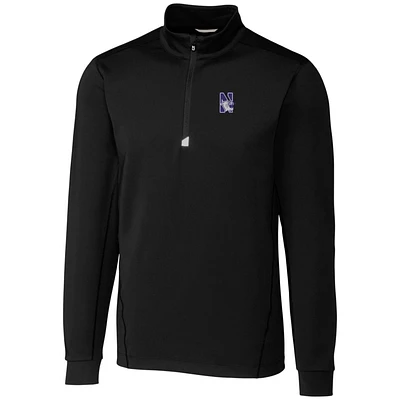 Men's Cutter & Buck Black Northwestern Wildcats Big Tall Traverse Half-Zip Jacket