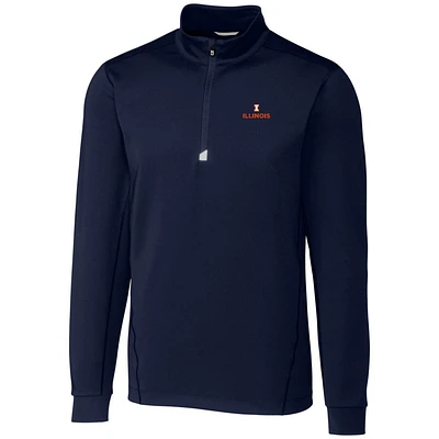 Men's Cutter & Buck Navy Illinois Fighting Illini Big Tall Traverse Half-Zip Jacket