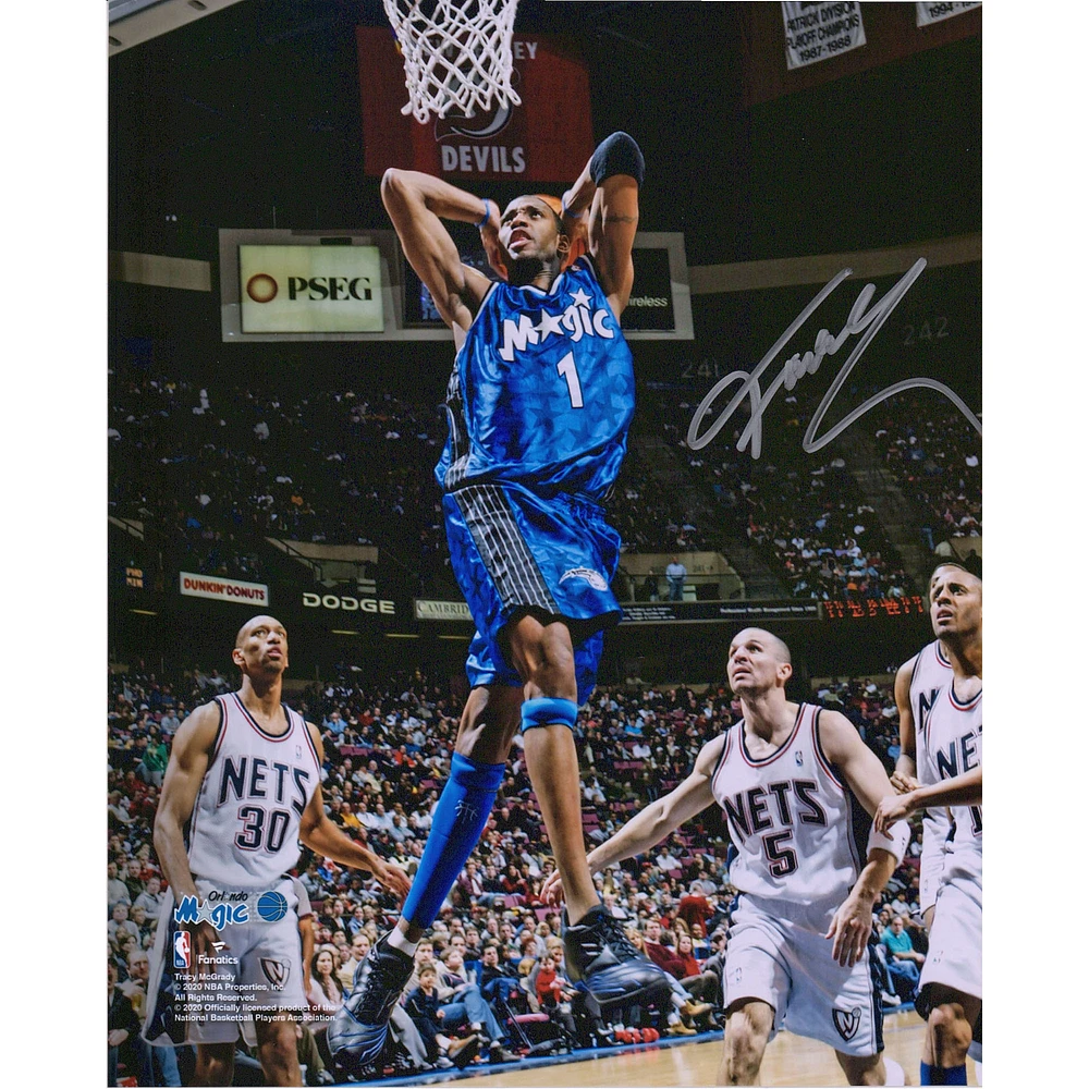 Tracy McGrady Orlando Magic Autographed 8" x 10" Two Handed Dunk vs. New Jersey Nets Photograph