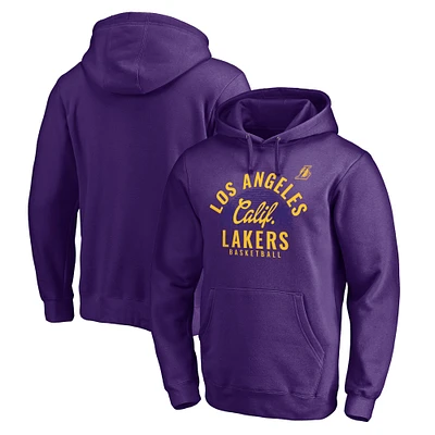 Men's Fanatics Purple Los Angeles Lakers Post Up Hometown Collection Fitted Pullover Hoodie