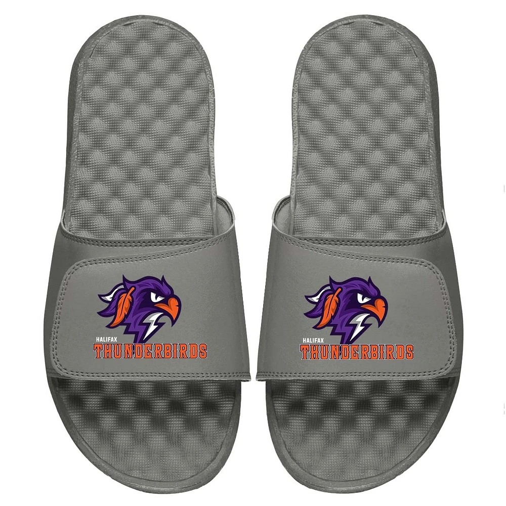Youth ISlide Gray Halifax Thunderbirds Primary Logo Slide Sandals